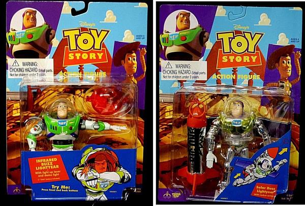 Toy Story Solar & Infrared Buzz Lightyear 2 Figure Set Thinkway New 1995 Amricon