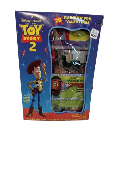 Disney Pixar Toy Story 2 Rainbow Foil Valentines - 28 Fold & Seal Cards with 42 Stickers