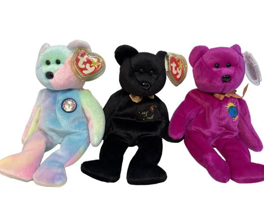 Ty Beanie Babies Set: The End, Birthday Bear, and Y2K Year 2000 Bear - Vintage Collection