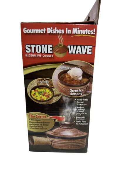 TeleBrands Stone Wave Microwave Cooker - Hand-Made Ceramic Stoneware with Non-Stick Surface for Gourmet Dishes in Minutes