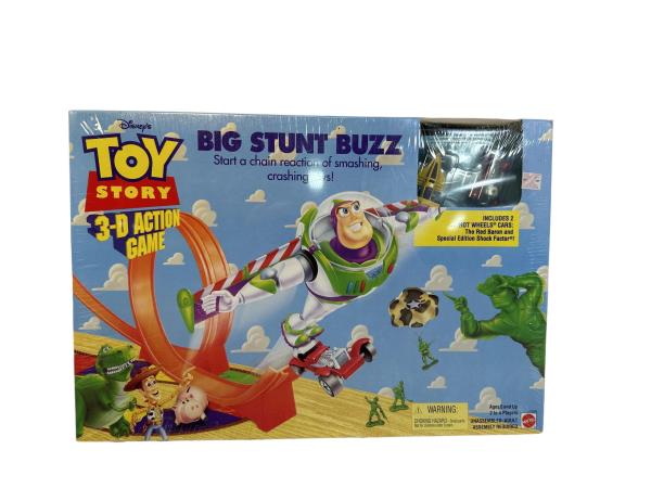 Disney's Toy Story Big Stunt Buzz Game with 3-D Action and 2 Hot Wheels Cars by Mattel