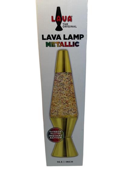 LAVA® The Original Metallic Gold Lava Lamp with Rainbow Glitter - 14.5 inch, Unopened Box