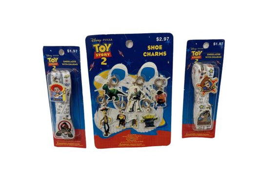 Disney Pixar Toy Story Charms with Shoelaces - Featuring Woody and Jessie