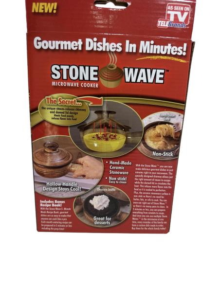 TeleBrands Stone Wave Microwave Cooker - Hand-Made Ceramic Stoneware with Non-Stick Surface for Gourmet Dishes in Minutes