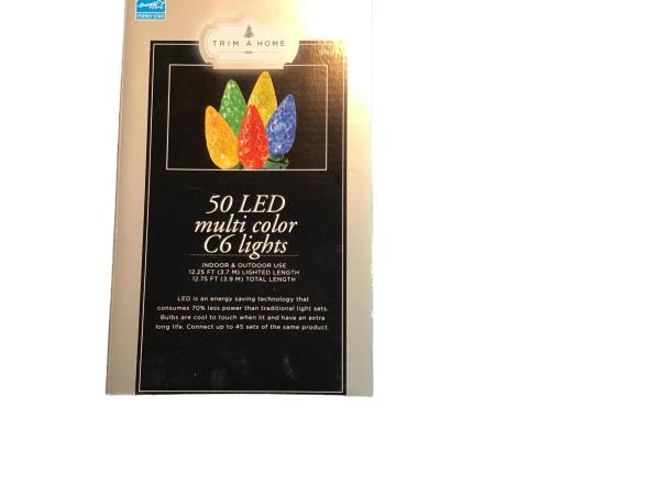 Trim A Home 50 LED Multi-Color C6 Lights - Indoor & Outdoor Use, 12.25 FT Lighted Length (Kmart)